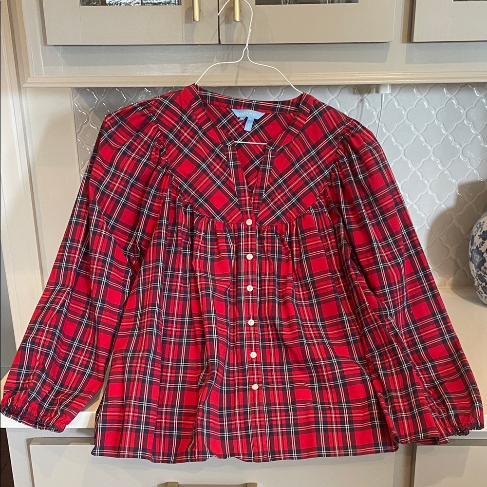 Draper James Red and Black Plaid Shirt